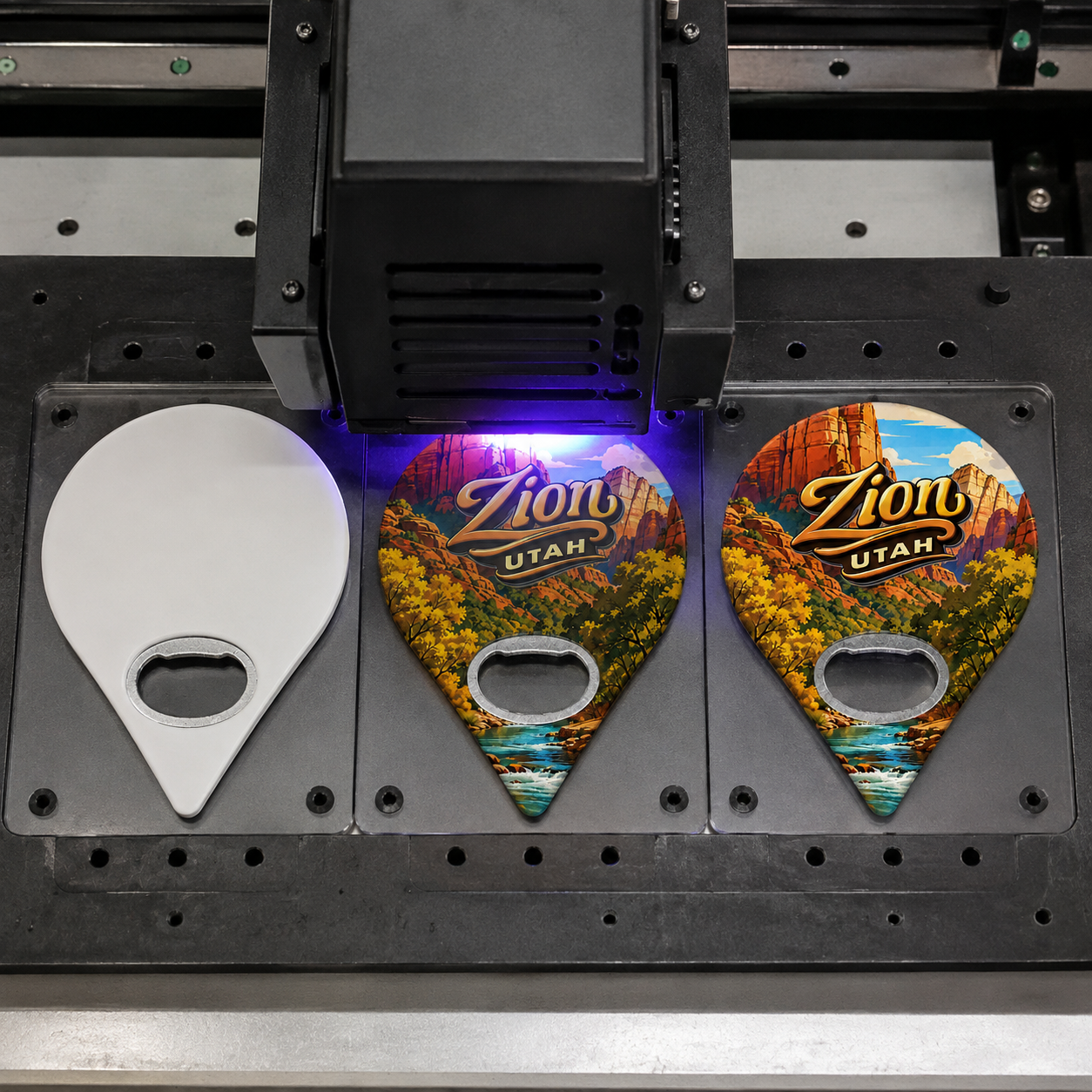 Zion National Park souvenir bottle opener magnet UV printing process