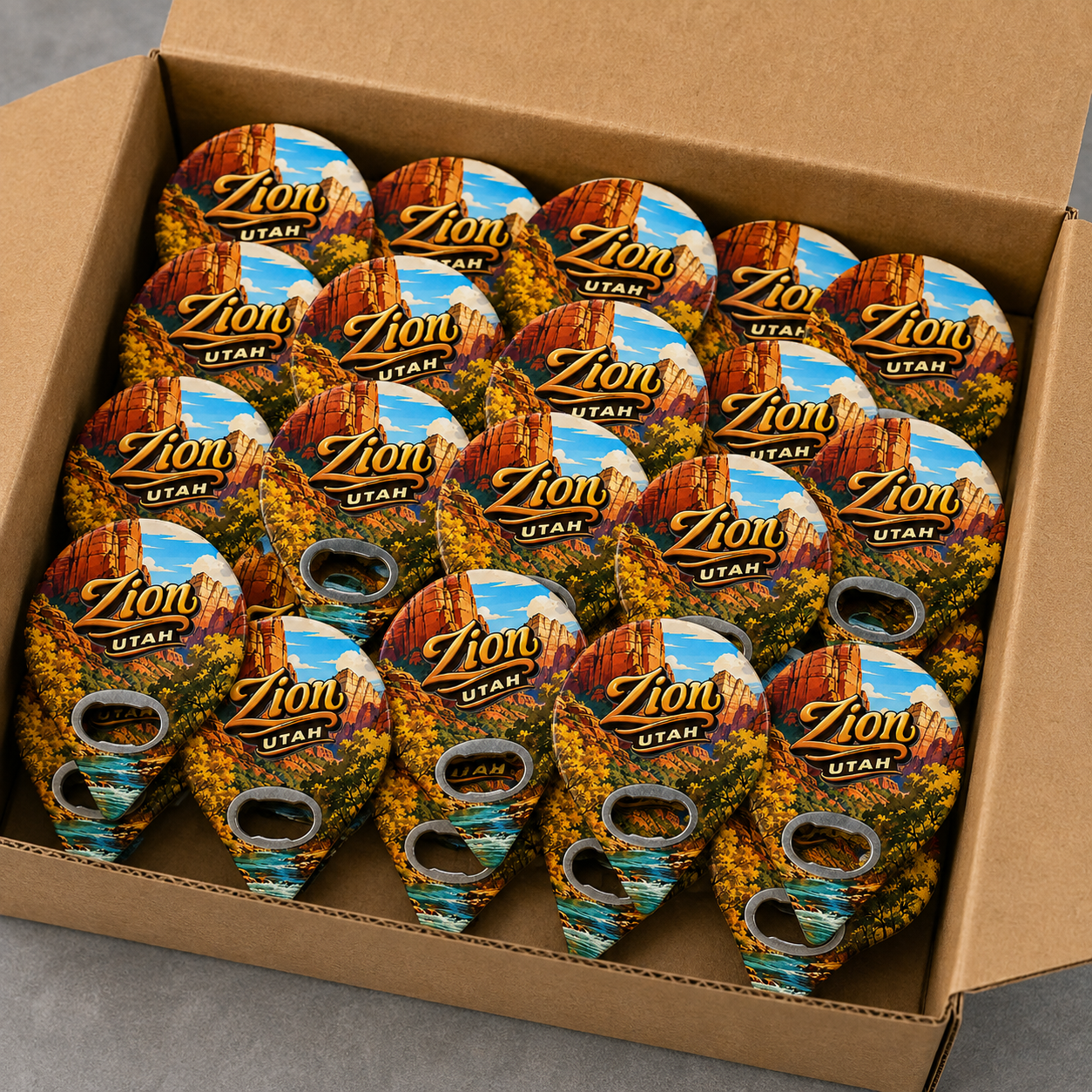 Wholesale bulk order of Zion National Park souvenir bottle opener magnets