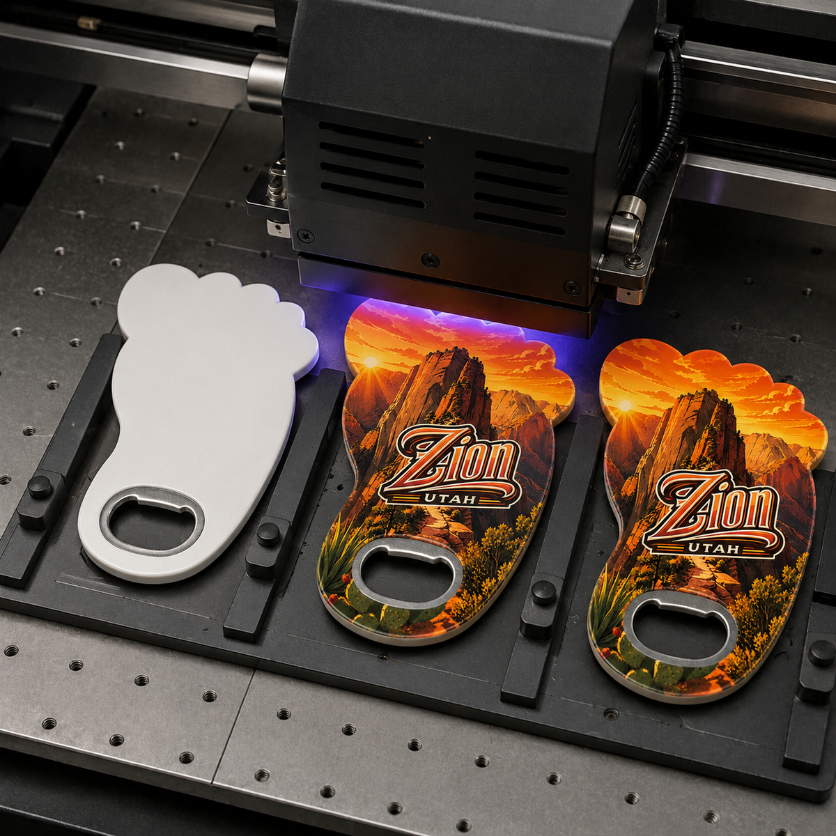 Zion National Park souvenir bottle opener magnet UV printing process