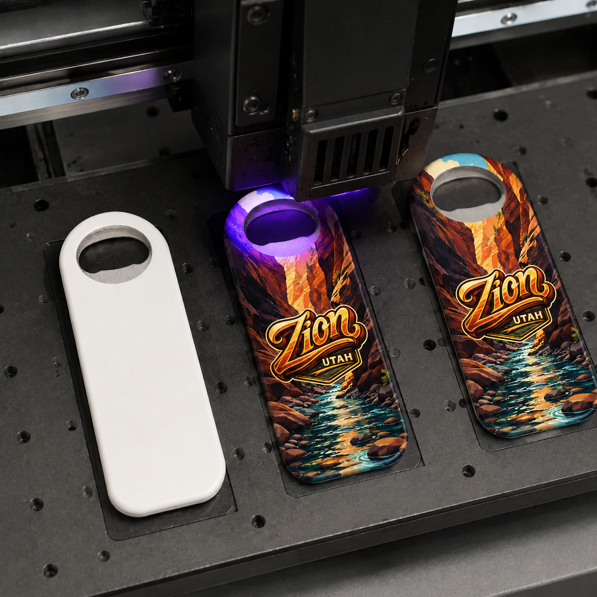 Zion National Park souvenir bottle opener magnet UV printing process