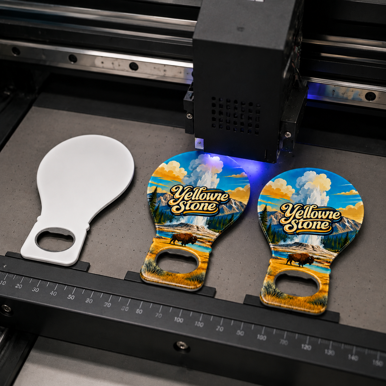 Yellowstone National Park souvenir bottle opener magnet UV printing process