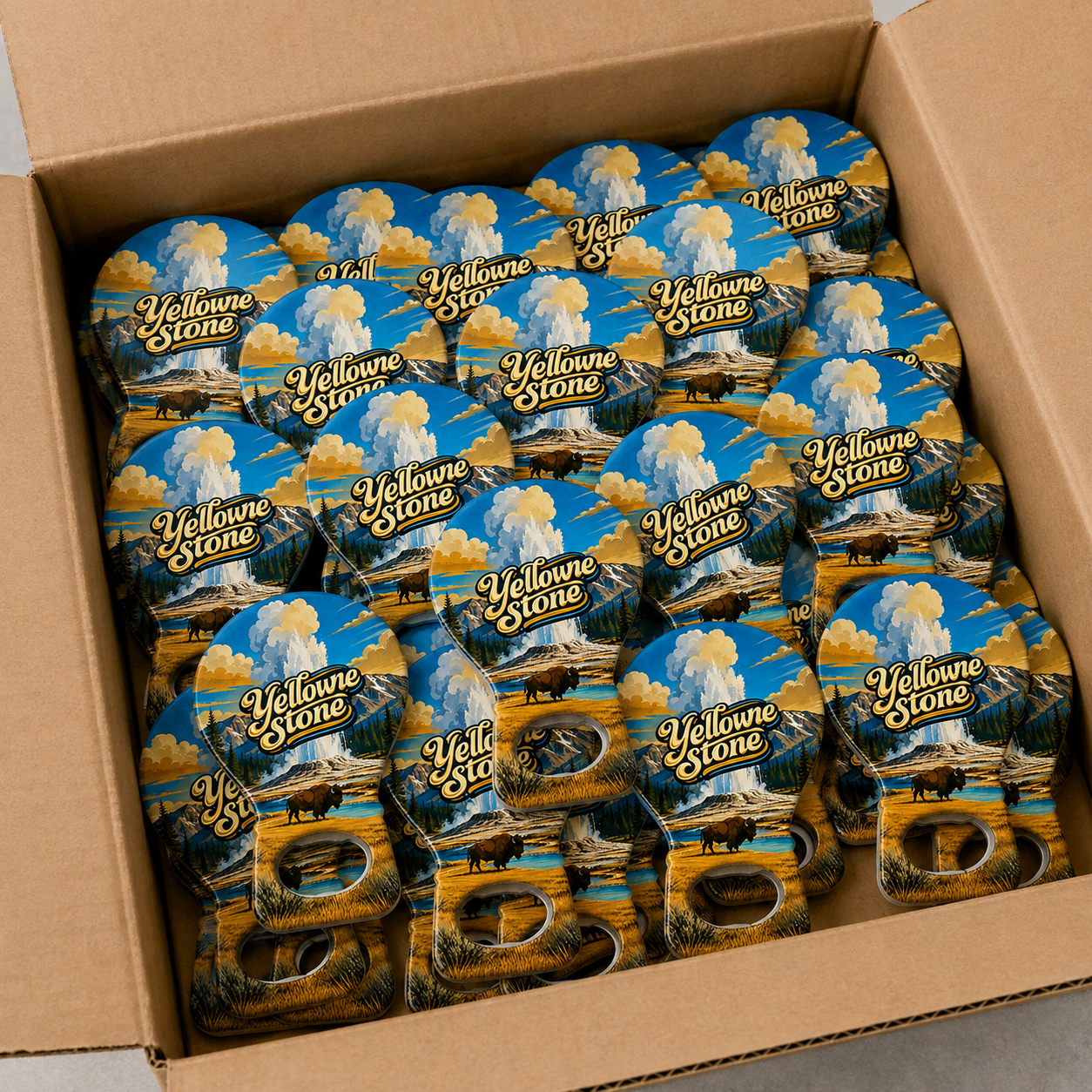 Wholesale bulk order of Yellowstone National Park souvenir bottle opener magnets