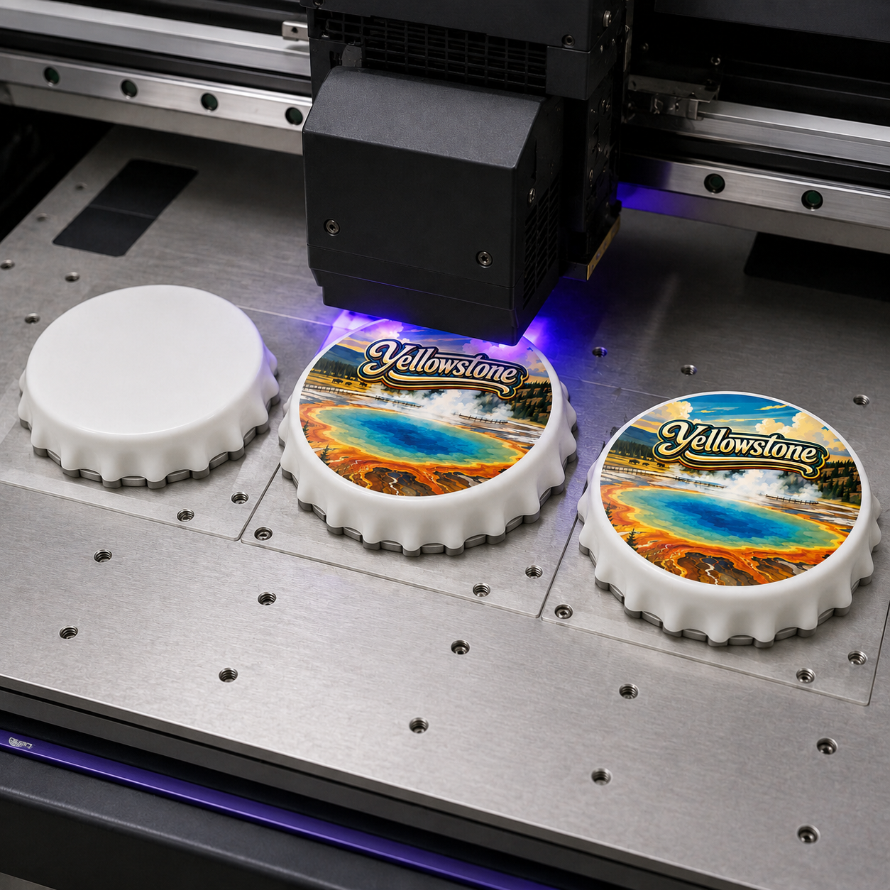 Yellowstone National Park souvenir bottle opener magnet UV printing process