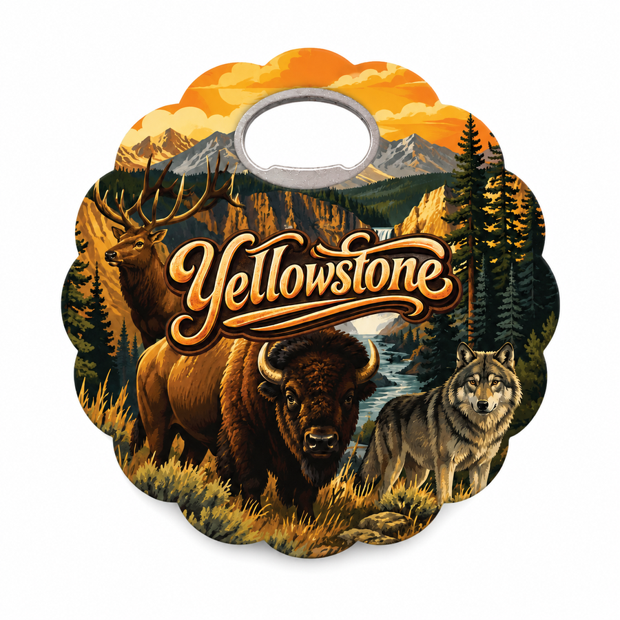 Yellowstone National Park Wildlife Poster Souvenir Bottle Opener Magnets product view
