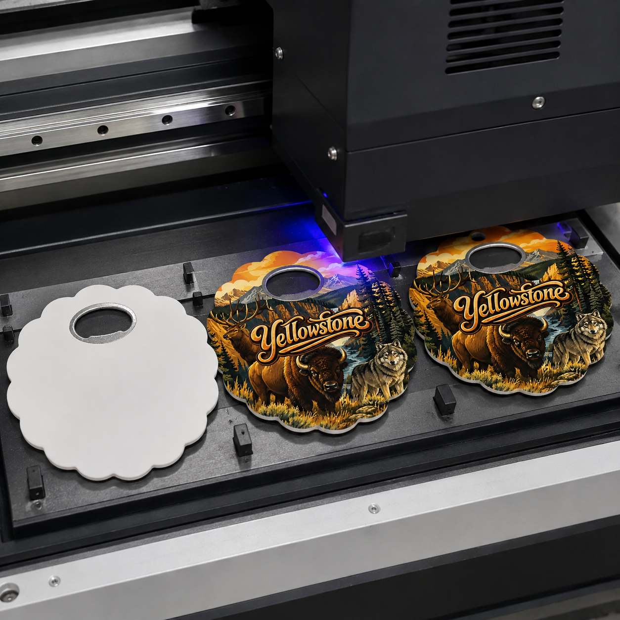 Yellowstone National Park souvenir bottle opener magnet UV printing process