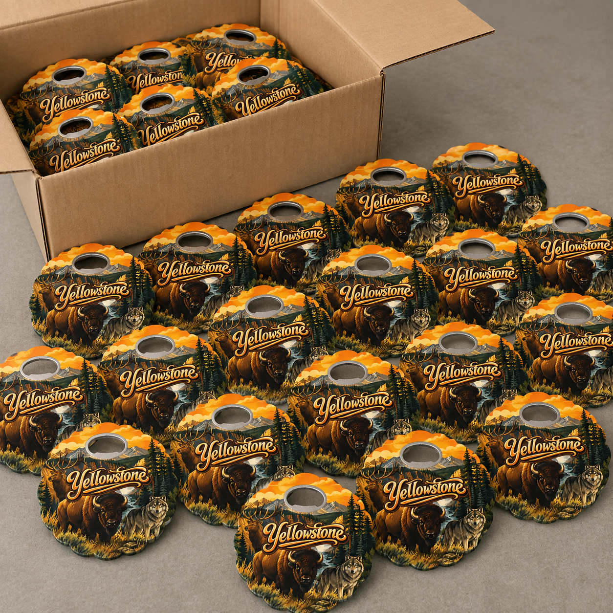 Wholesale bulk order of Yellowstone National Park souvenir bottle opener magnets