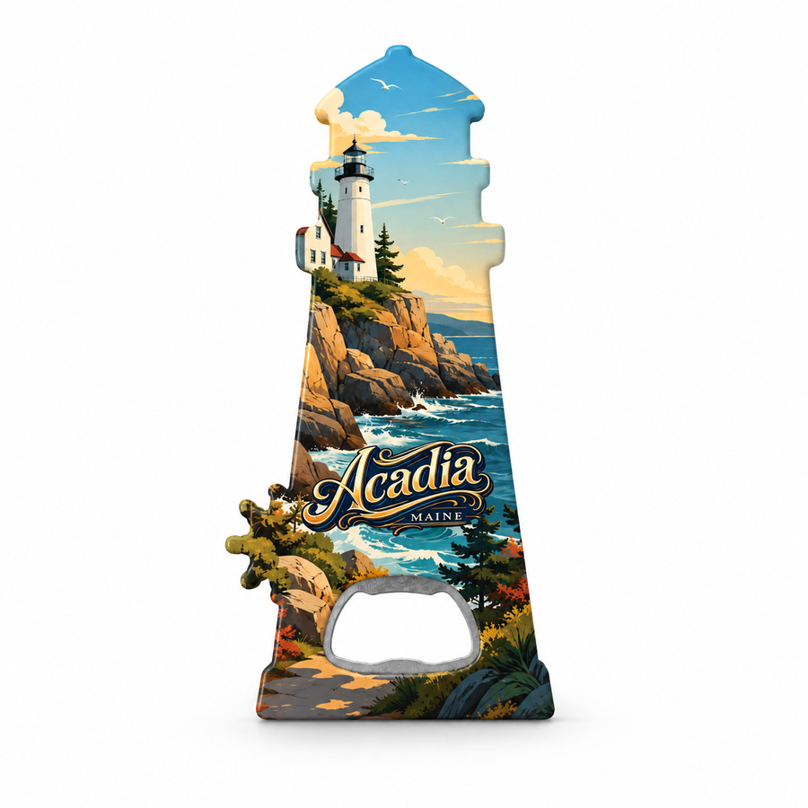 Acadia National Park Coastal Lighthouse Souvenir Bottle Opener Magnets product view