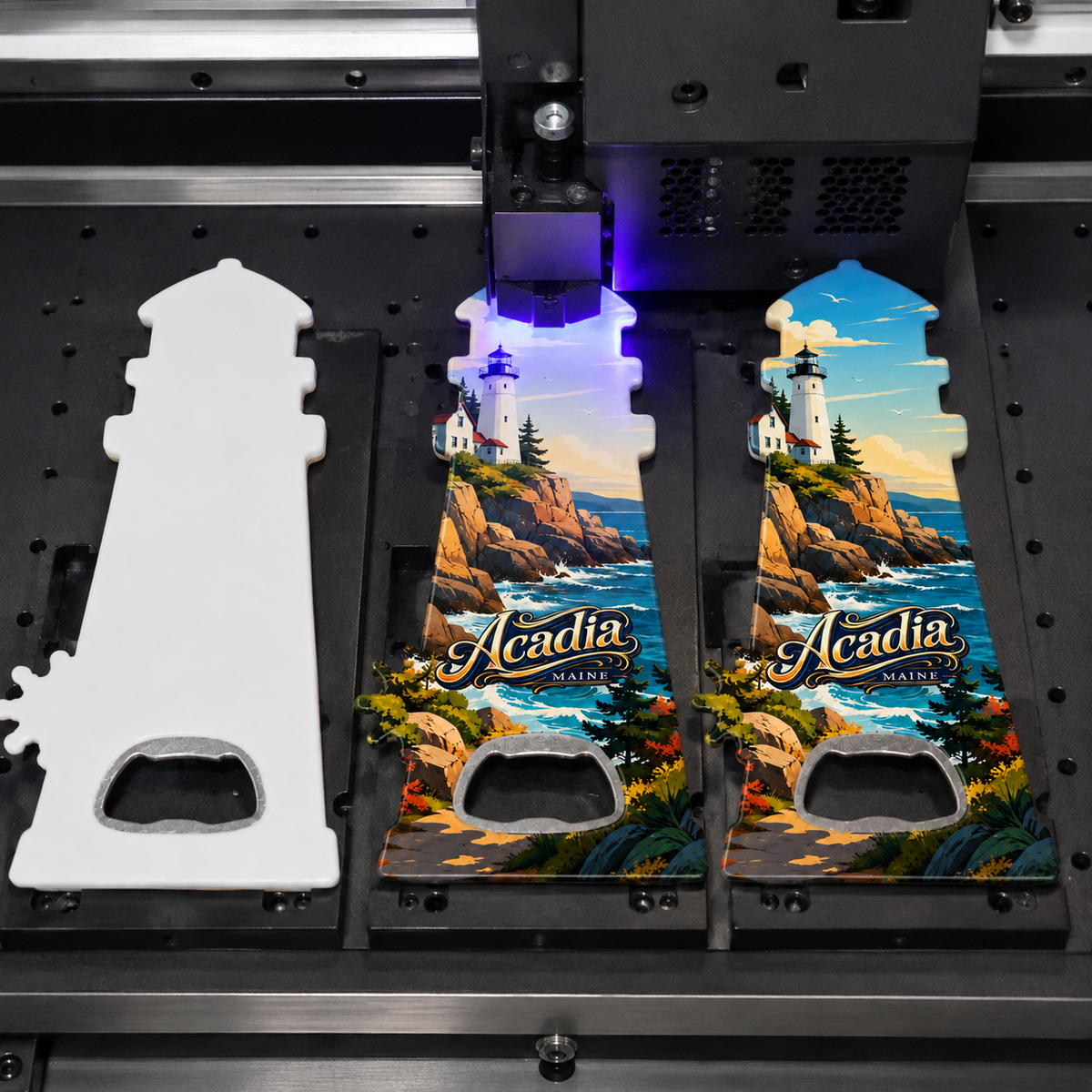Acadia National Park souvenir bottle opener magnet UV printing process