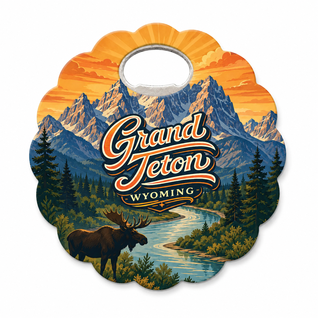 Grand Teton National Park Snake River & Moose Bottle Opener Magnets product view