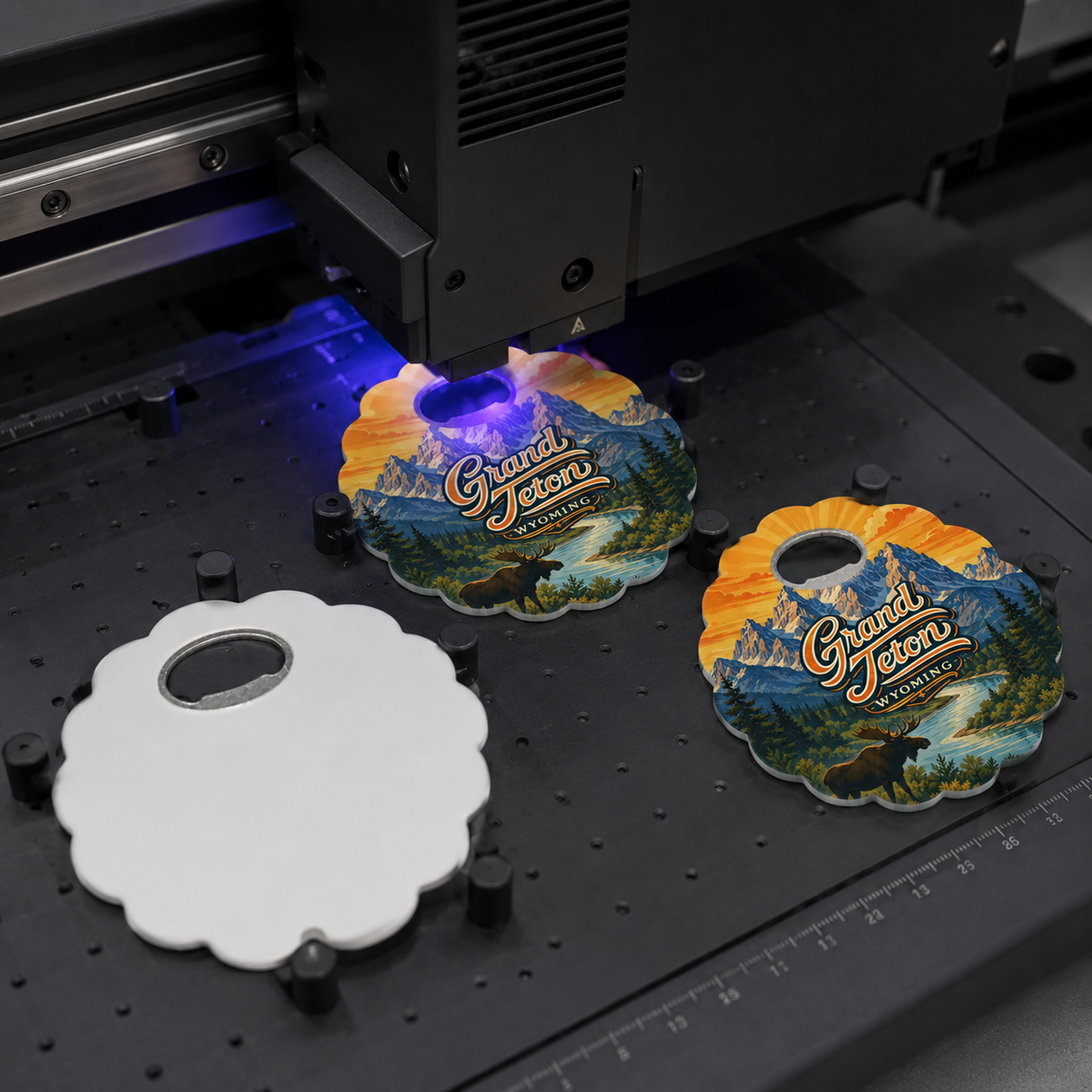 Grand Teton National Park souvenir bottle opener magnet UV printing process