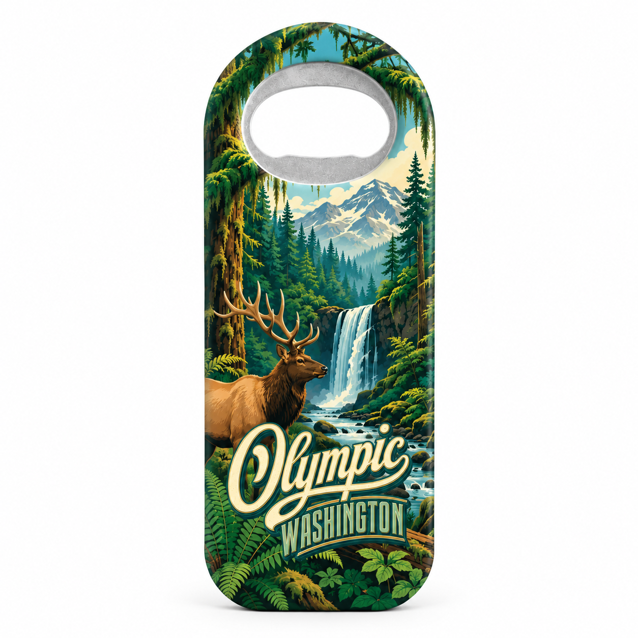 Olympic National Park Rainforest & Elk Souvenir Bottle Opener Magnets product view