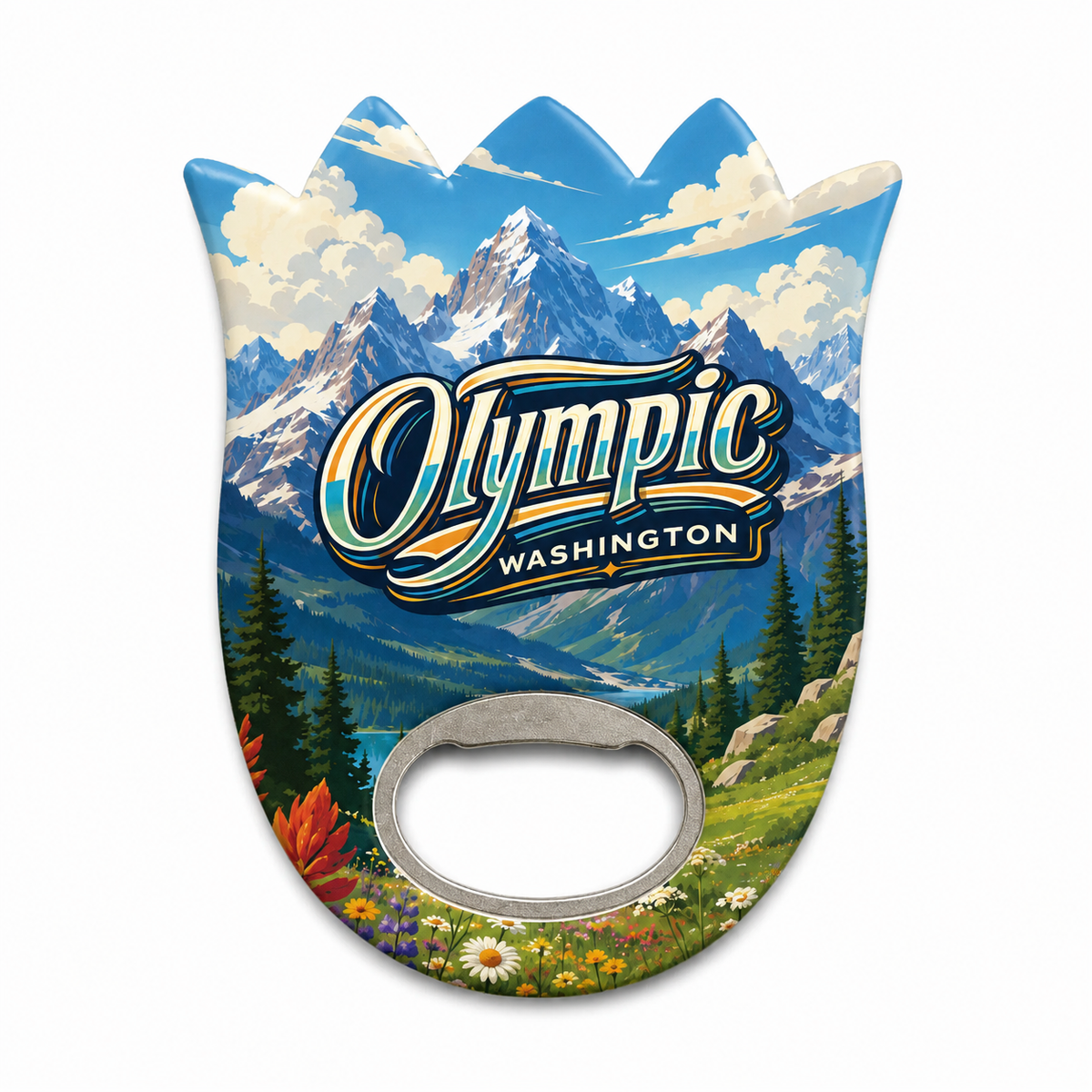 Olympic National Park Alpine Wildflowers Souvenir Bottle Opener Magnets product view
