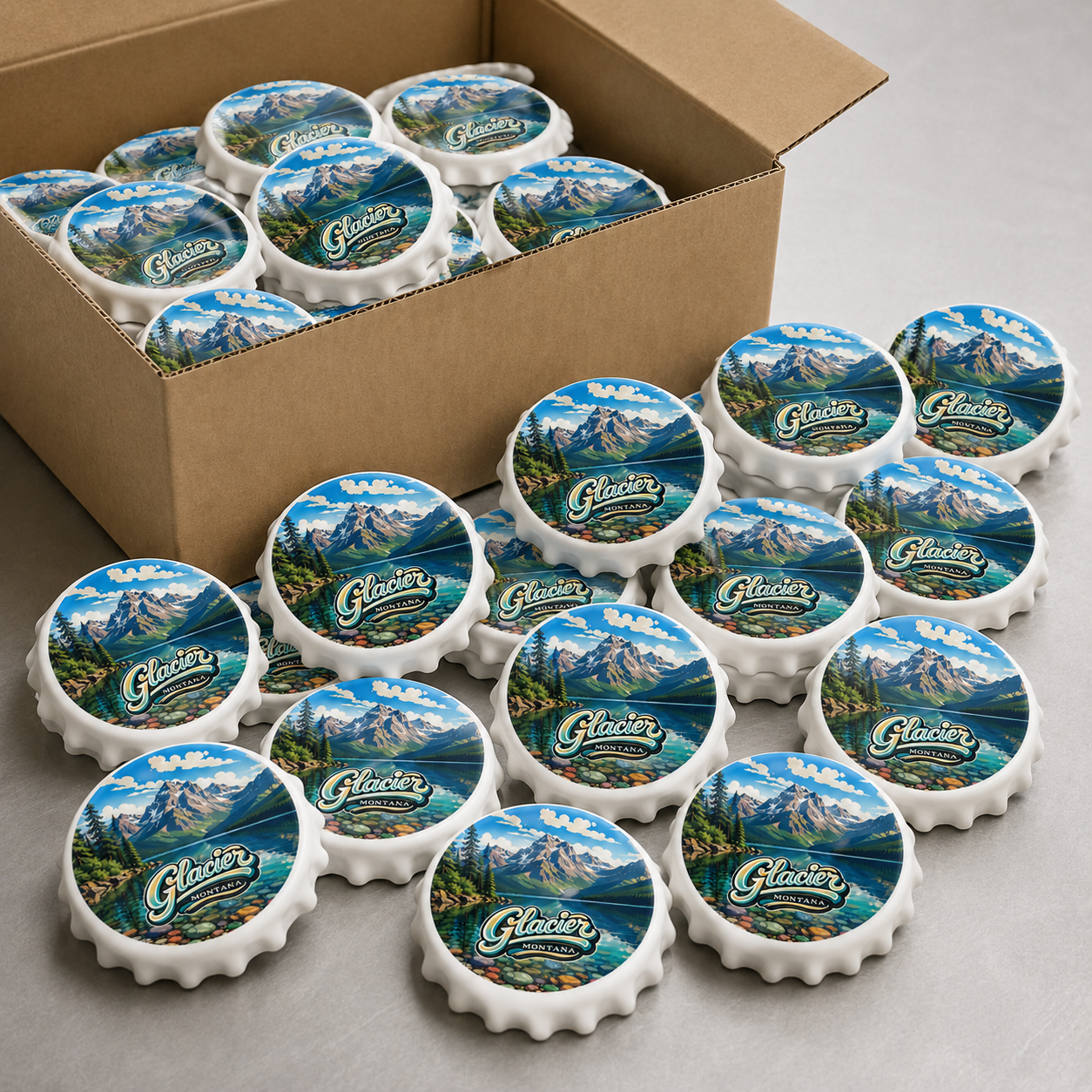 Wholesale bulk order of Glacier National Park souvenir bottle opener magnets