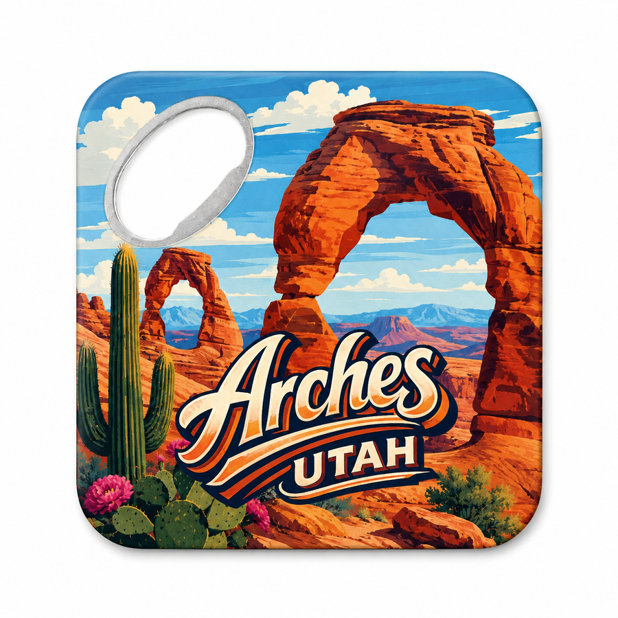 Arches National Park Desert Arches Souvenir Bottle Opener Magnets product view