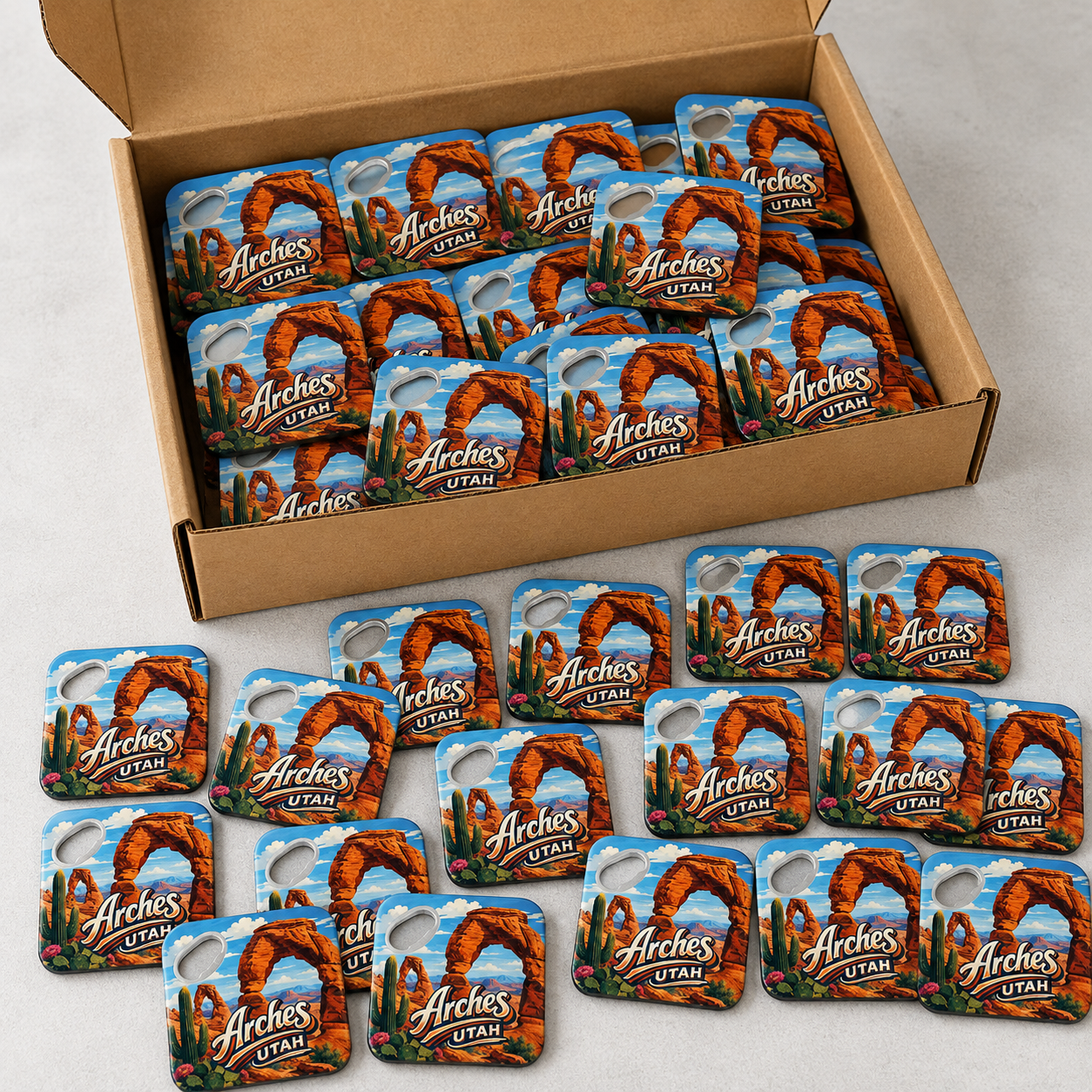 Wholesale bulk order of Arches National Park souvenir bottle opener magnets