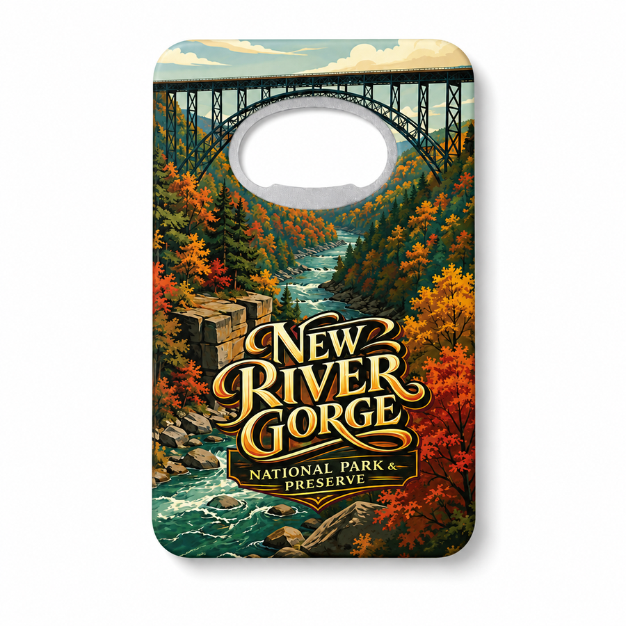 New River Gorge Steel Arch Bridge Souvenir Bottle Opener Magnets product view