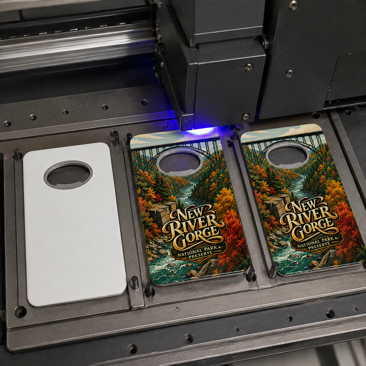 New River Gorge National Park & Preserve souvenir bottle opener magnet UV printing process