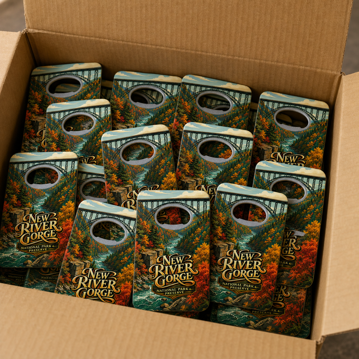 Wholesale bulk order of New River Gorge National Park & Preserve souvenir bottle opener magnets