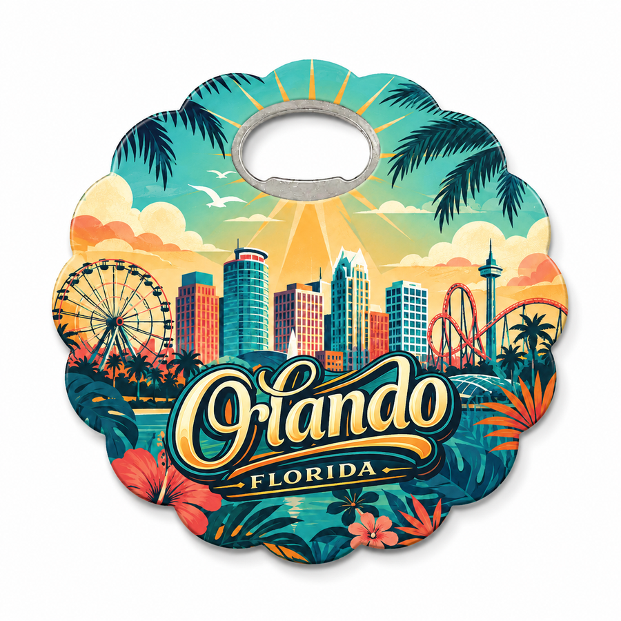 Orlando Tropical Skyline Souvenir Bottle Opener Magnets product view