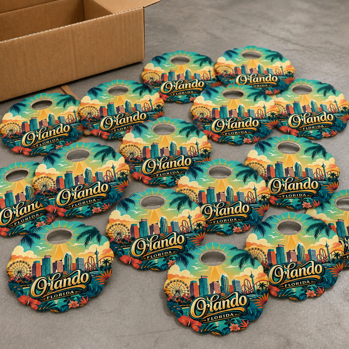 Wholesale bulk order of Orlando souvenir bottle opener magnets