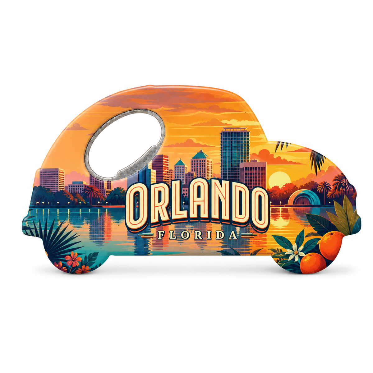 Orlando Orange Grove Skyline Souvenir Bottle Opener Magnets product view