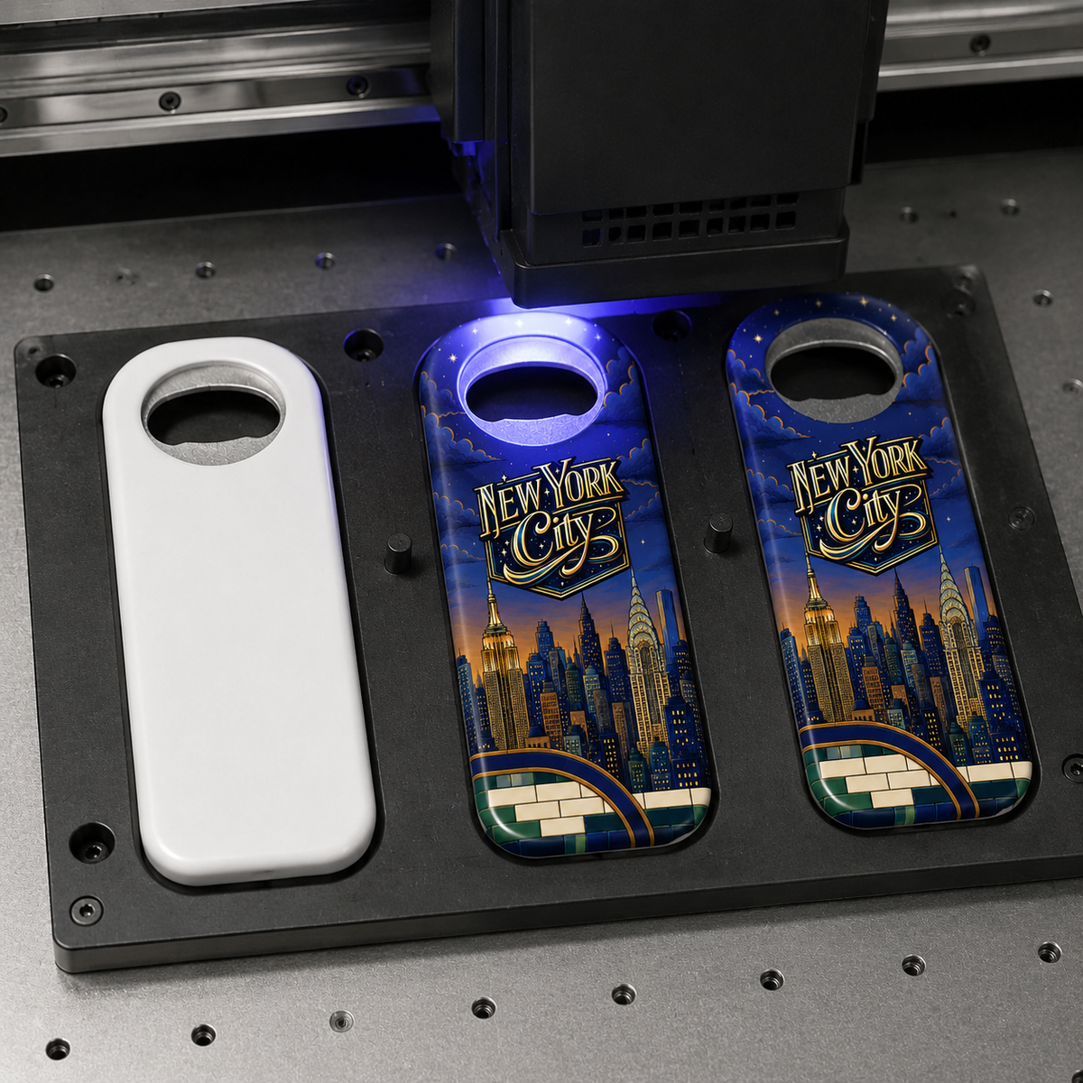 New York City souvenir bottle opener magnet UV printing process