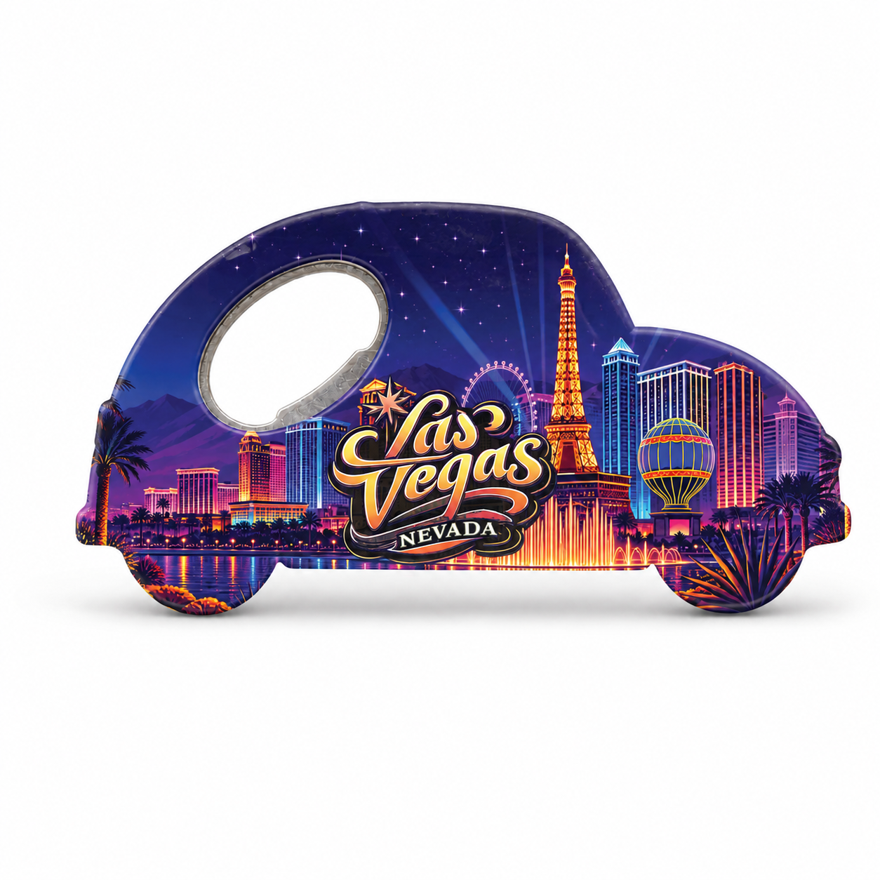 Las Vegas Neon Skyline Souvenir Bottle Opener Magnets product view
