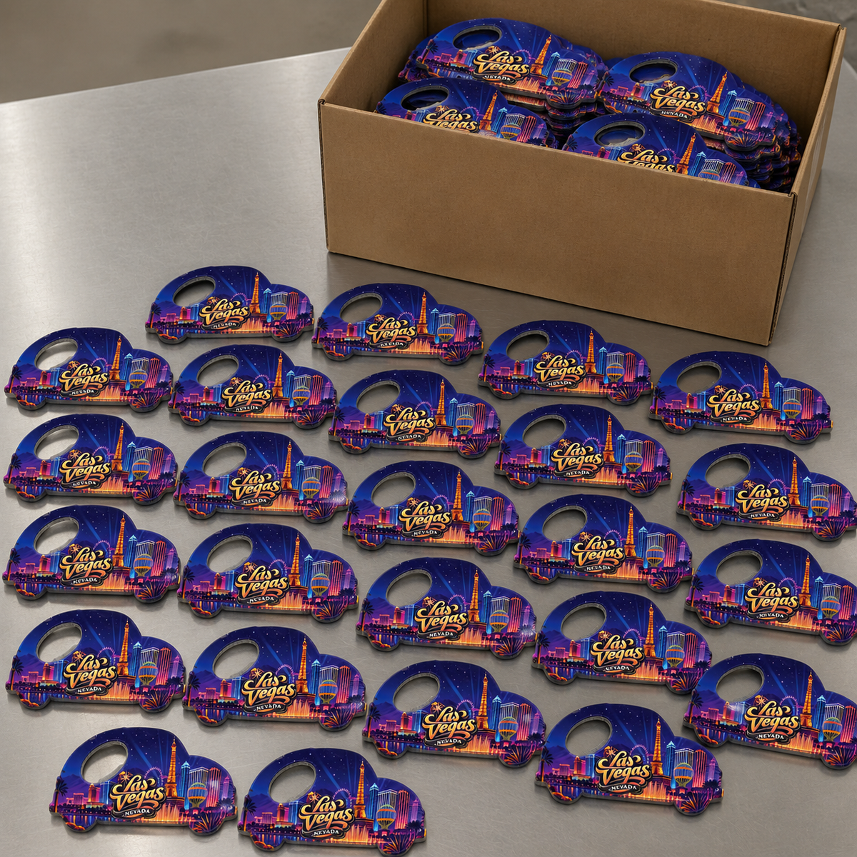 Wholesale bulk order of Las Vegas souvenir bottle opener magnets