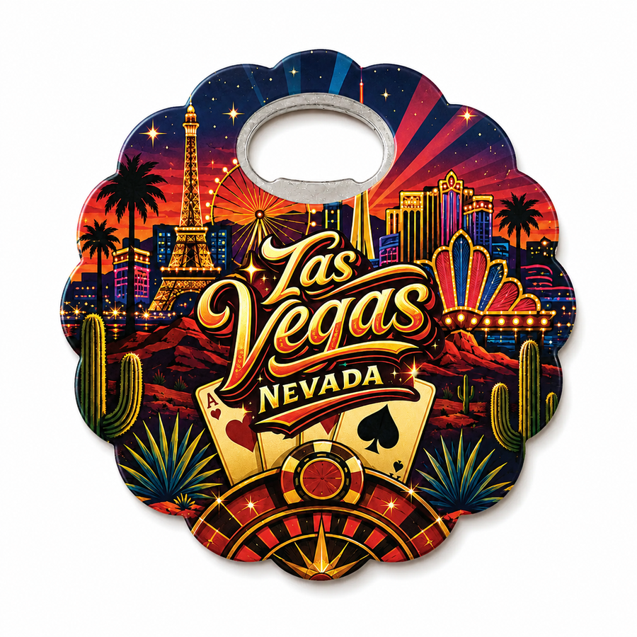 Las Vegas Desert Neon Souvenir Bottle Opener Magnets product view