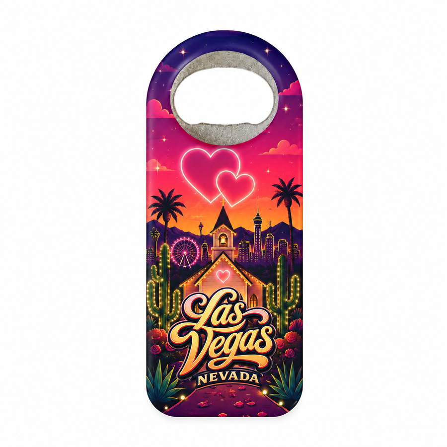 Las Vegas Neon Wedding Souvenir Bottle Opener Magnets product view