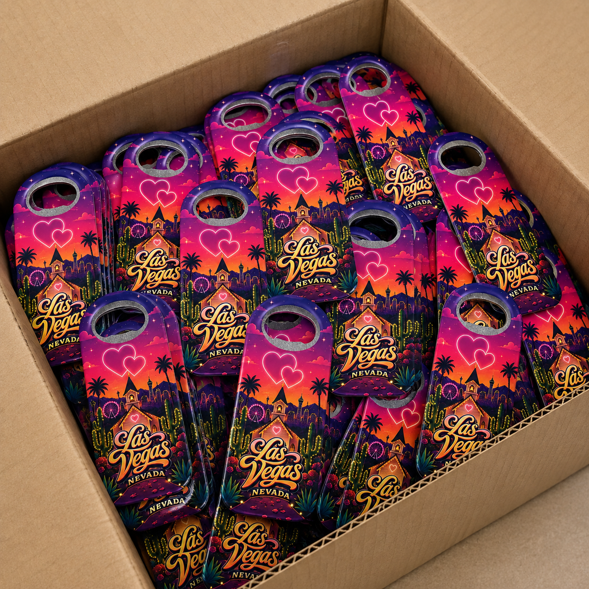 Wholesale bulk order of Las Vegas souvenir bottle opener magnets