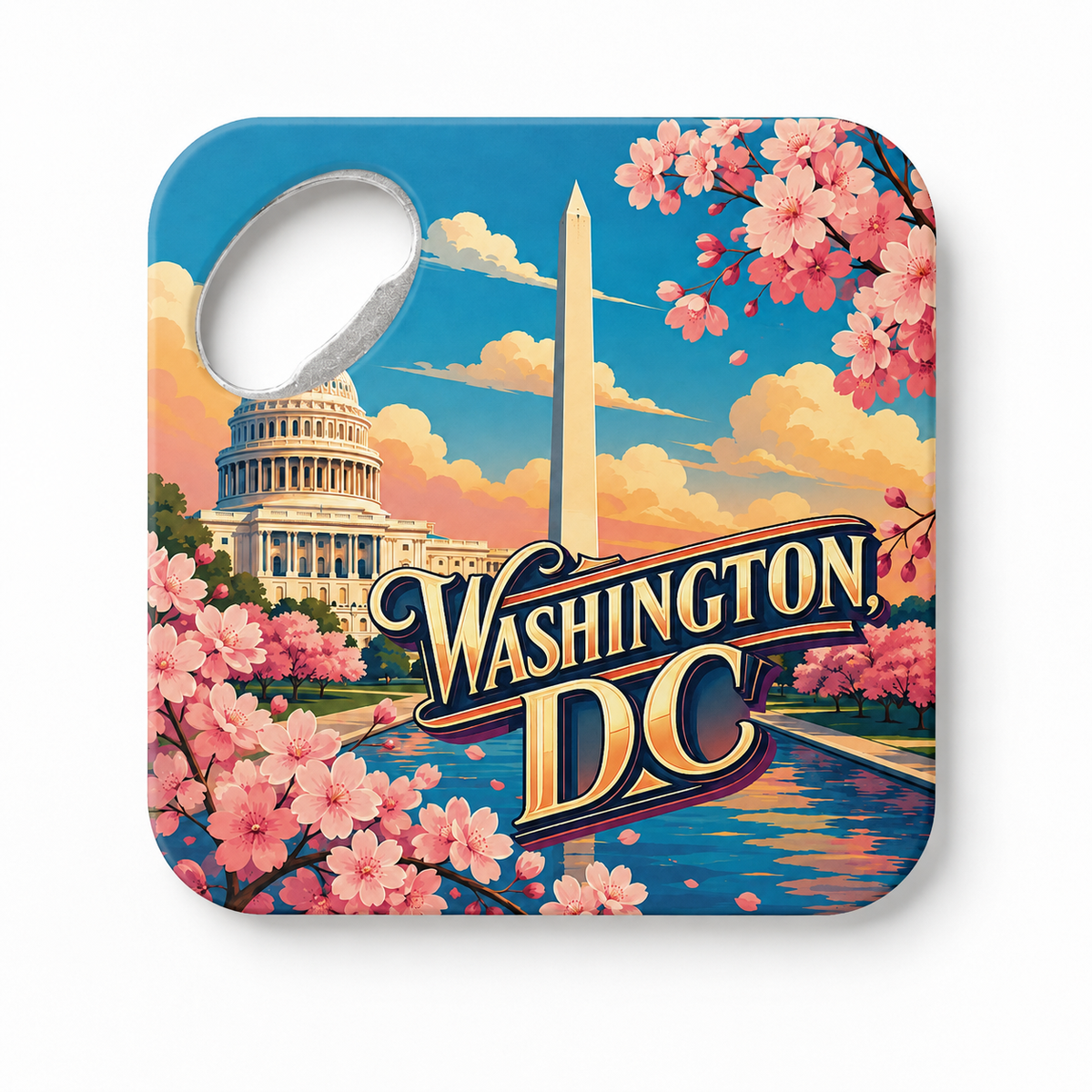 Washington, DC Capitol & Blossoms Souvenir Bottle Opener Magnets product view