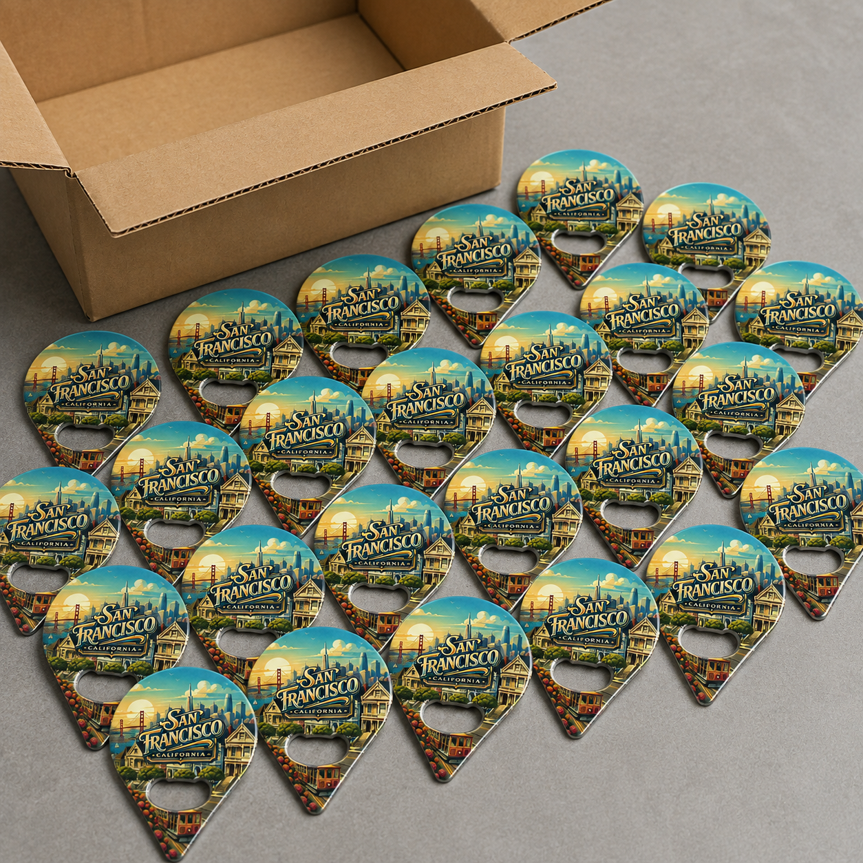 Wholesale bulk order of San Francisco souvenir bottle opener magnets