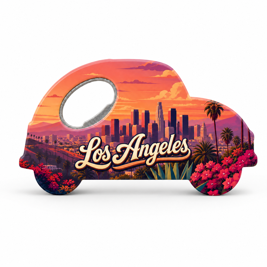 Los Angeles Hillside Sunset Souvenir Bottle Opener Magnets product view