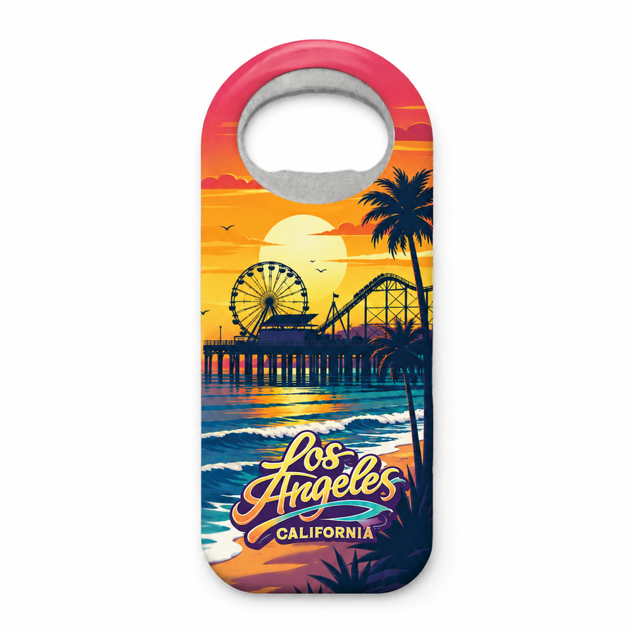 Los Angeles Beach Pier Souvenir Bottle Opener Magnets product view