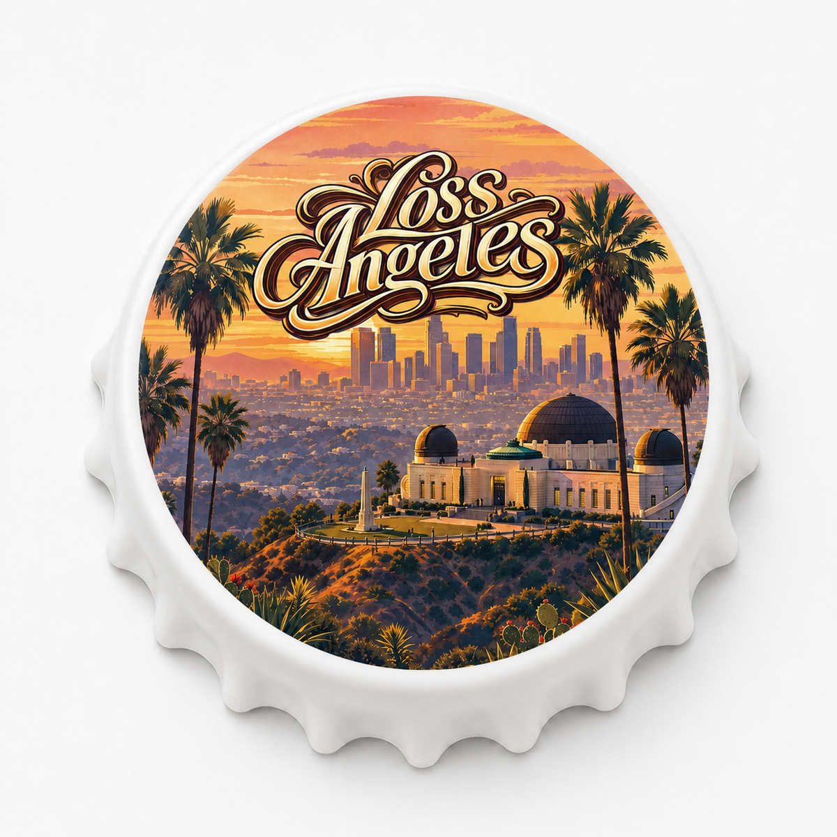 Los Angeles Observatory Sunset Souvenir Bottle Opener Magnets product view