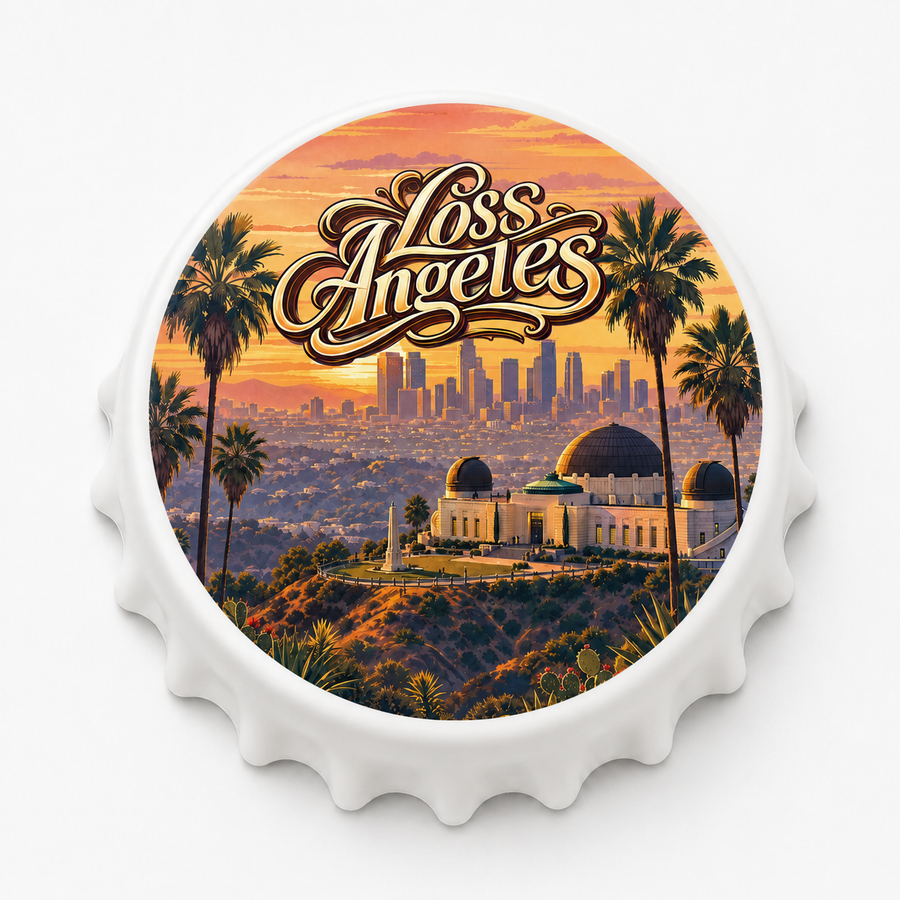 Los Angeles Observatory Sunset Souvenir Bottle Opener Magnets product view