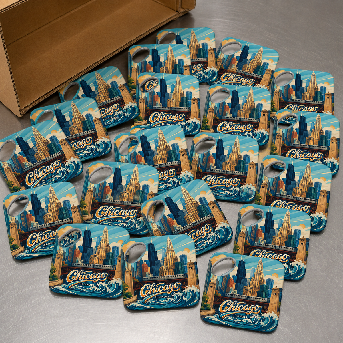 Wholesale bulk order of Chicago souvenir bottle opener magnets