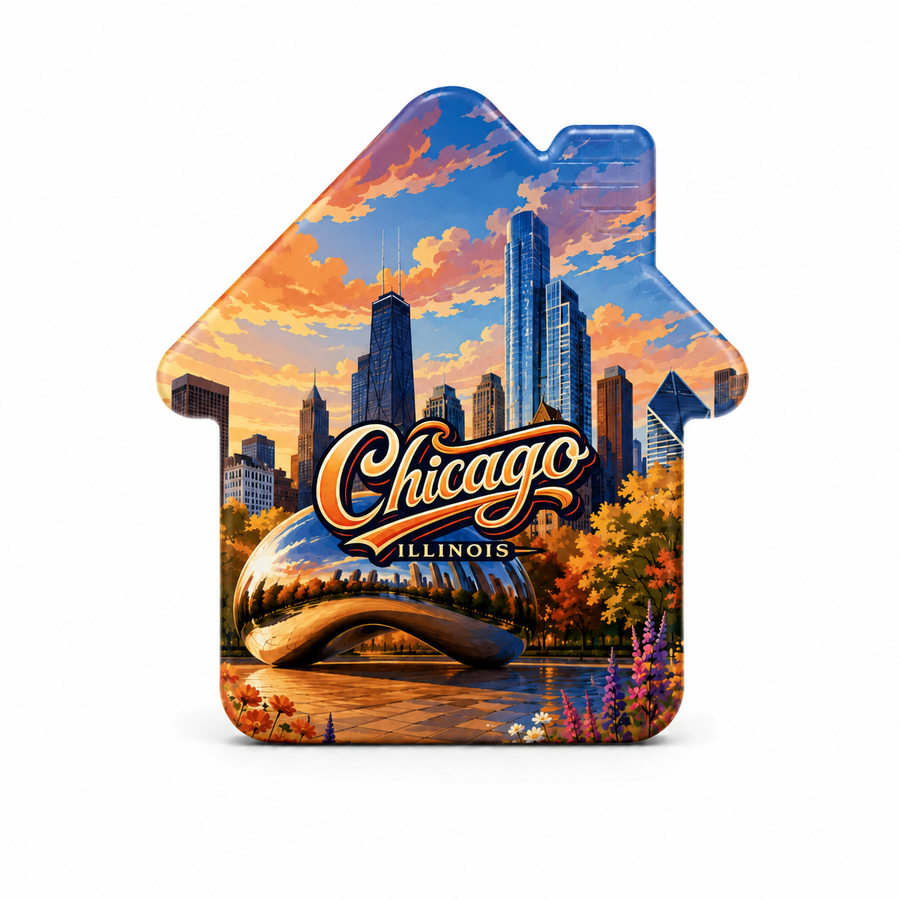 Chicago Skyline & Reflective Sculpture Souvenir Bottle Opener Magnets product view