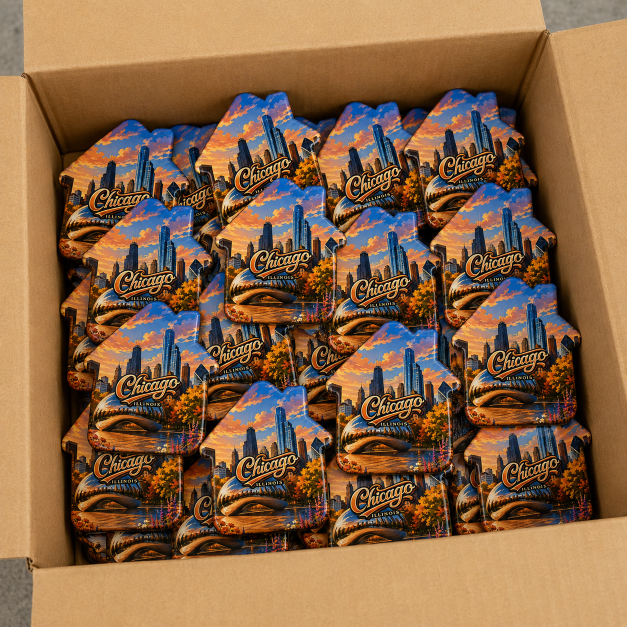 Wholesale bulk order of Chicago souvenir bottle opener magnets