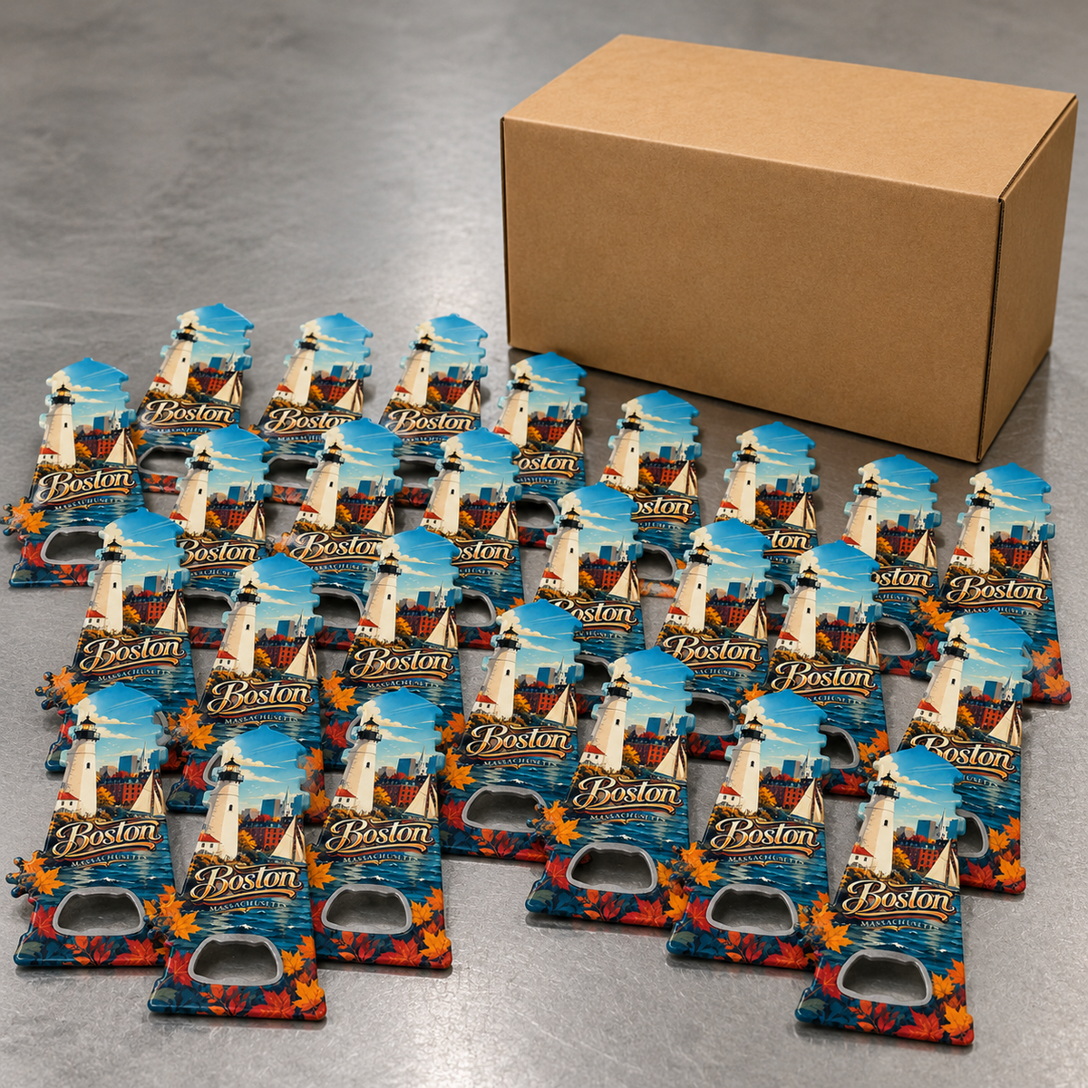 Wholesale bulk order of Boston souvenir bottle opener magnets