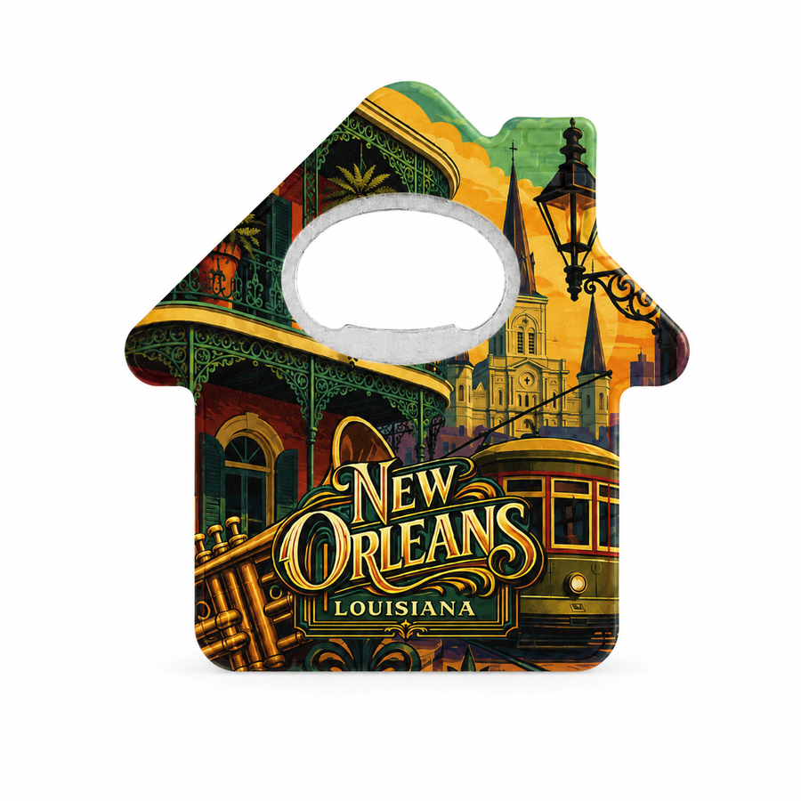 New Orleans French Quarter Jazz Souvenir Bottle Opener Magnets product view