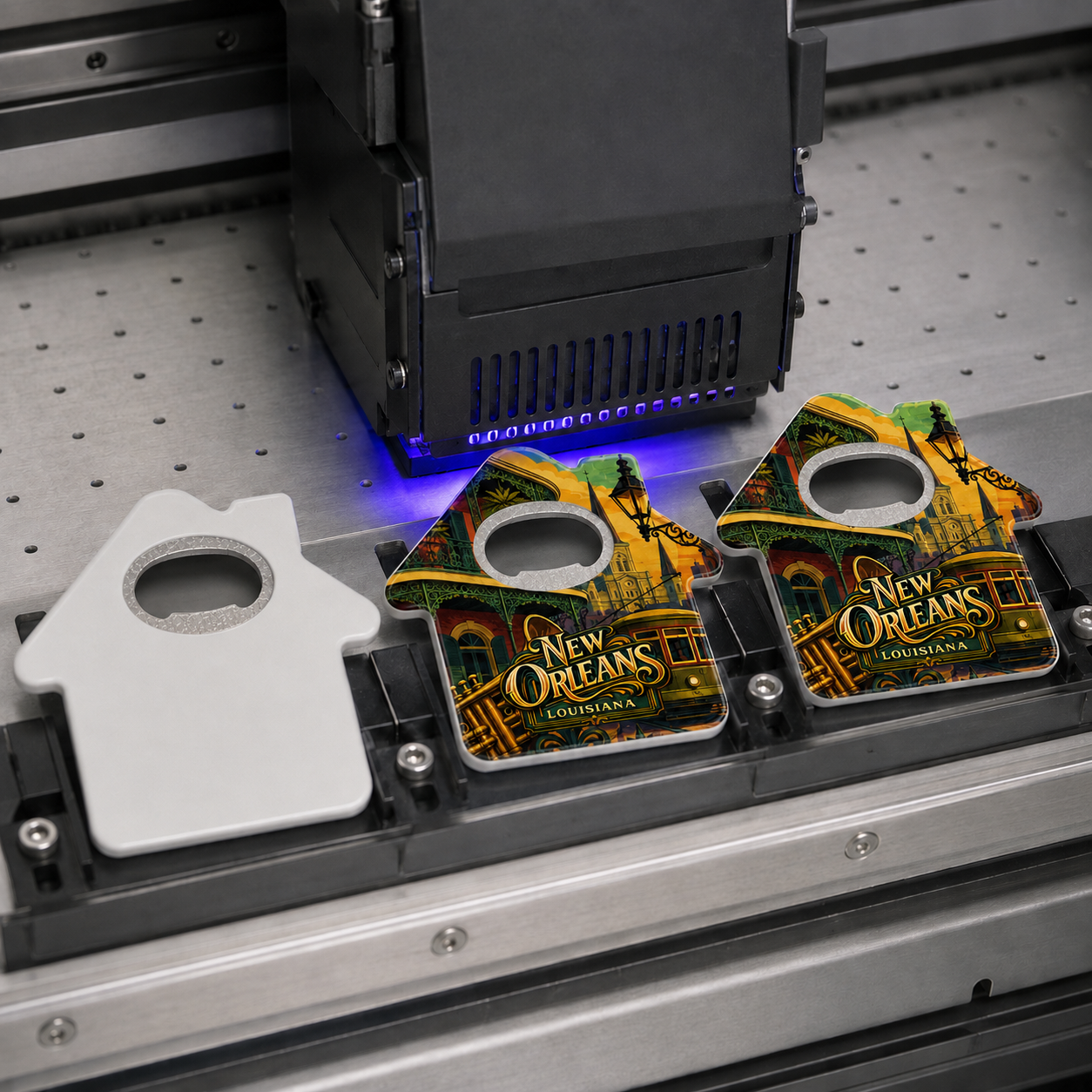 New Orleans souvenir bottle opener magnet UV printing process