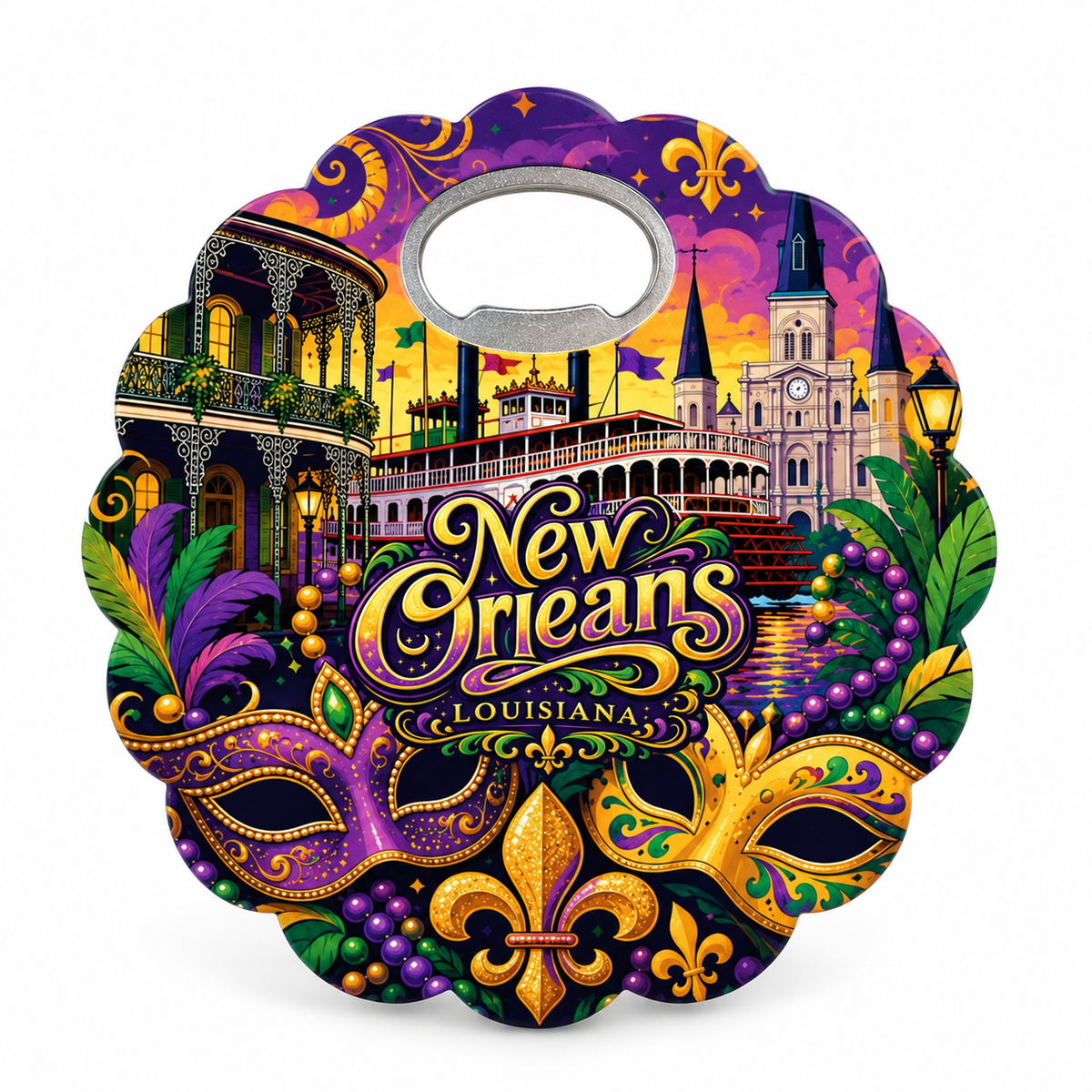 New Orleans Riverboat Celebration Souvenir Bottle Opener Magnets product view