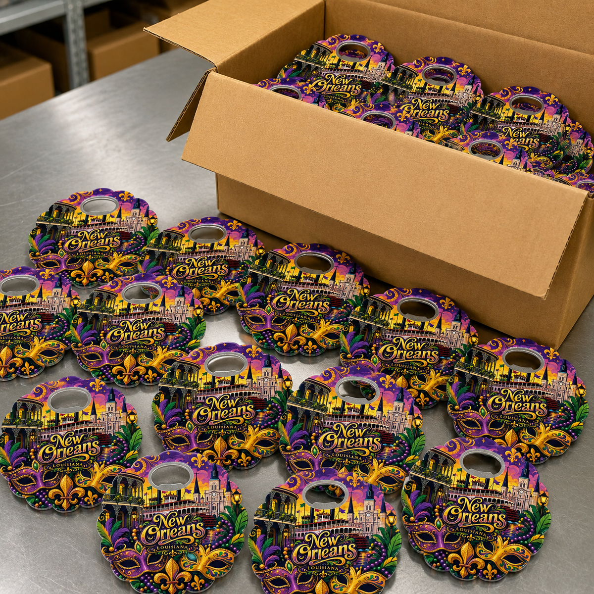 Wholesale bulk order of New Orleans souvenir bottle opener magnets