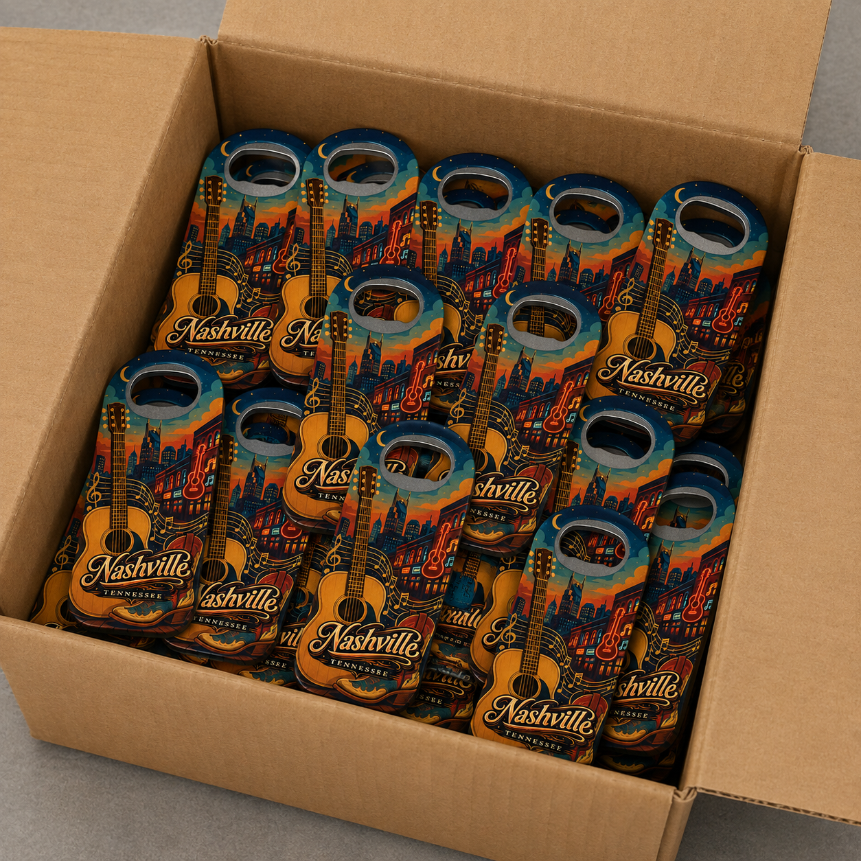 Wholesale bulk order of Nashville souvenir bottle opener magnets