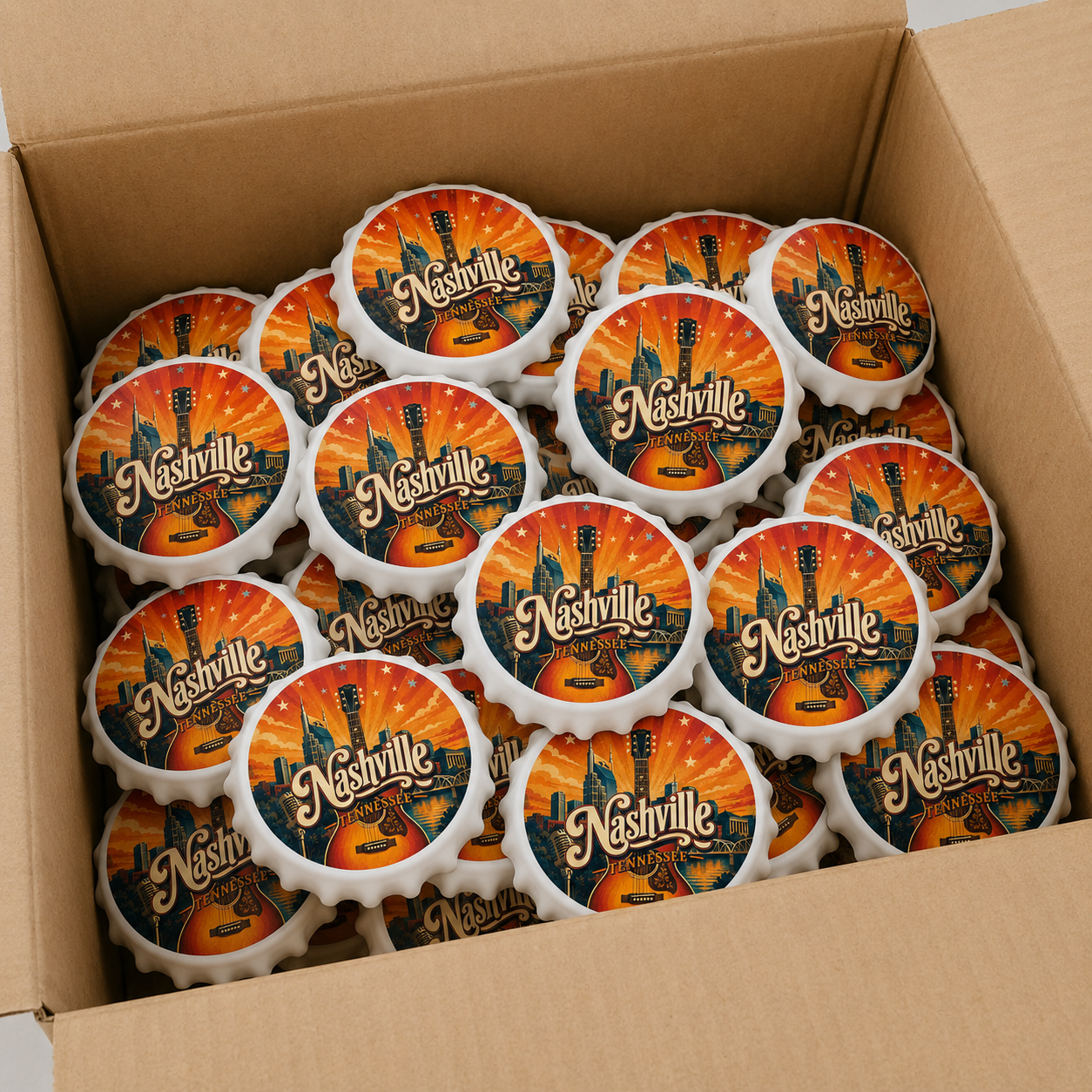 Wholesale bulk order of Nashville souvenir bottle opener magnets