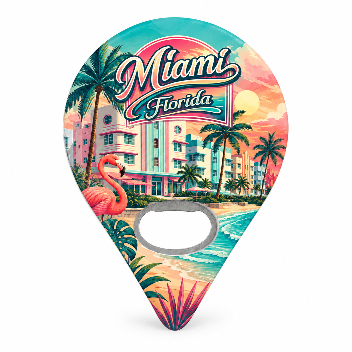 Miami Art Deco Beach Souvenir Bottle Opener Magnets product view