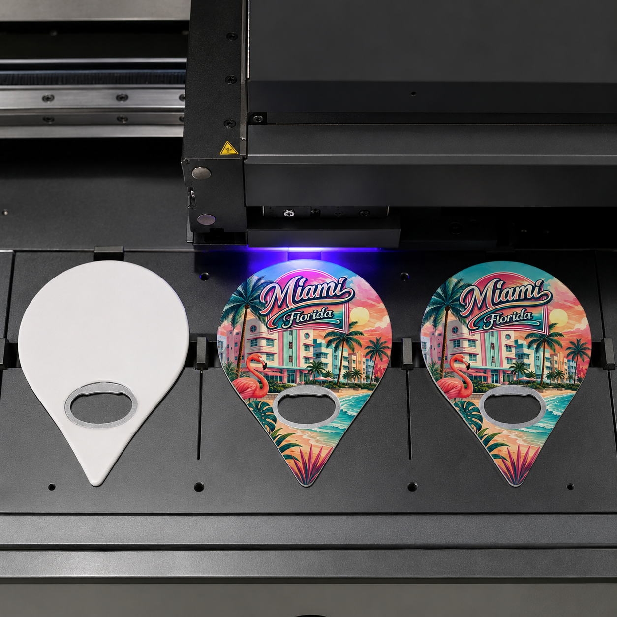 Miami souvenir bottle opener magnet UV printing process