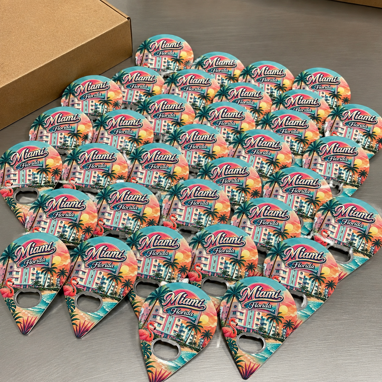 Wholesale bulk order of Miami souvenir bottle opener magnets